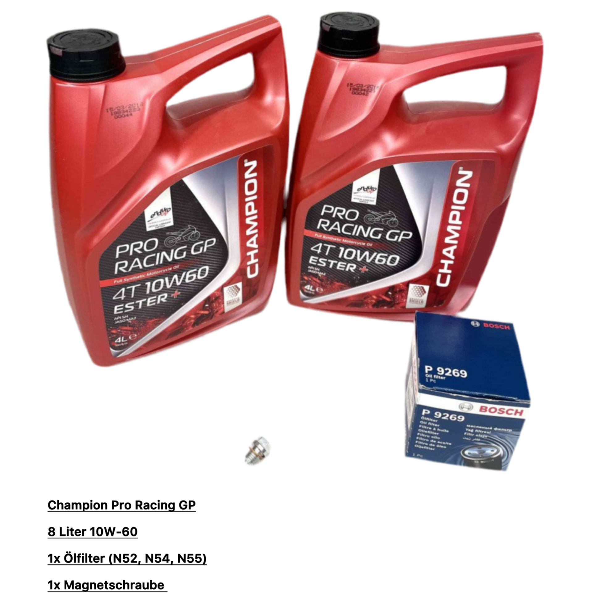 Angebot- Set  8L Pro Racing GP 10W60 Motoröl  ink. Filter + Schraube (N52, N54, N54,N55) - TL Clubsport