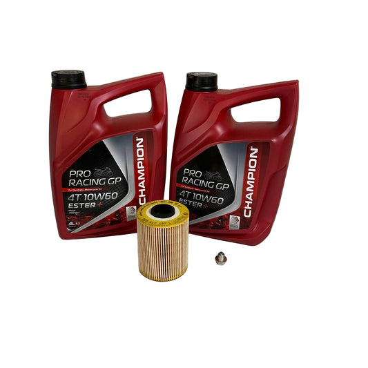 Set 8L Pro Racing GP 10W-60 Motoröl ink. Filter + Schraube (M50 Metalldeckel
